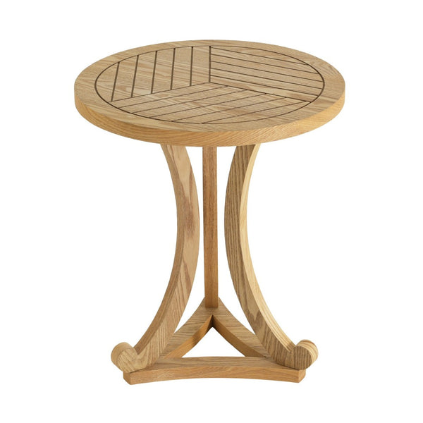 English Elm Natural Wood Slatted Round Accent Table with Tripod Legs for Bedroom or Living Room N770P431411N