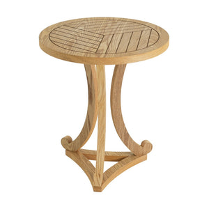 English Elm Natural Wood Slatted Round Accent Table with Tripod Legs for Bedroom or Living Room N770P431411N