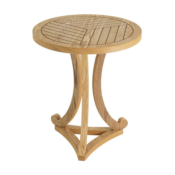 English Elm Natural Wood Slatted Round Accent Table with Tripod Legs for Bedroom or Living Room N770P431411N
