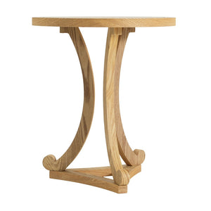 English Elm Natural Wood Slatted Round Accent Table with Tripod Legs for Bedroom or Living Room N770P431411N