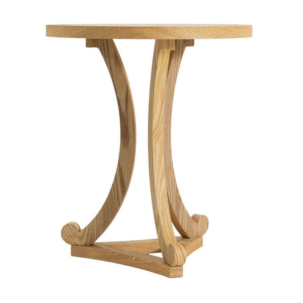 English Elm Natural Wood Slatted Round Accent Table with Tripod Legs for Bedroom or Living Room N770P431411N