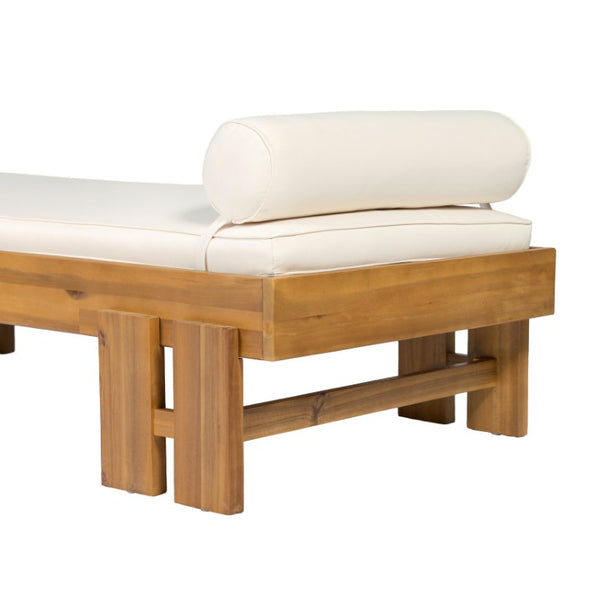 English Elm Teak Finished Solid Acacia Daybed with Washable Cushion for Patio or Living Room N770P444672T