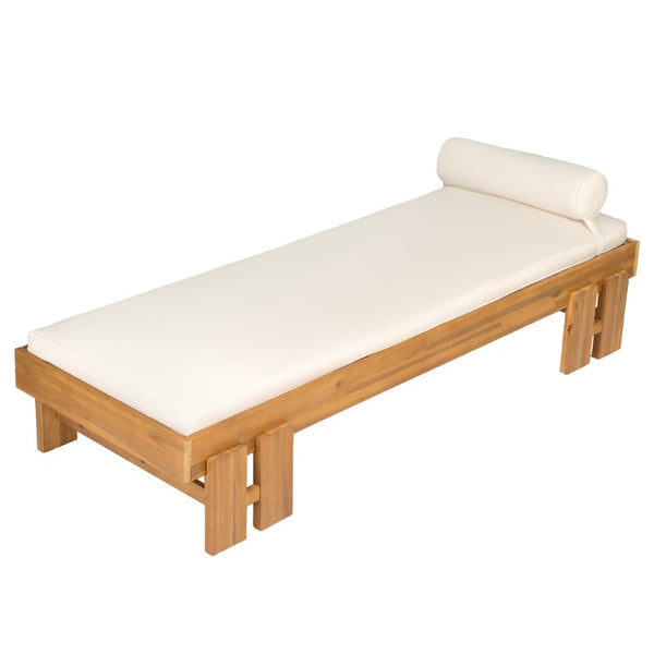 English Elm Teak Finished Solid Acacia Daybed with Washable Cushion for Patio or Living Room N770P444672T