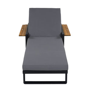 English Elm Black Iron Teak Outdoor Chaise Lounge with Water Resistant Cushion and Adjustable Recline N770P452186B_65429.00CUSHDGRY