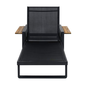 English Elm Black Iron Teak Outdoor Chaise Lounge with Water Resistant Cushion and Adjustable Recline N770P452186B_65429.00CUSHDGRY
