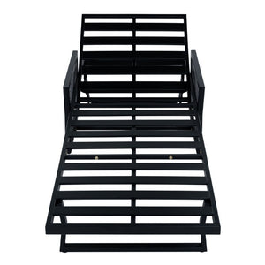 English Elm White Iron Patio Chaise Lounge with Woven Rope Armrests and Reclining Slatted Frame Black Frame, Cream Cushion N770P452938B_65429.00CUSH