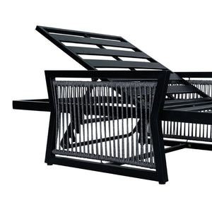 English Elm White Iron Patio Chaise Lounge with Woven Rope Armrests and Reclining Slatted Frame Black Frame, Cream Cushion N770P452938B_65429.00CUSH