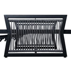 English Elm White Iron Patio Chaise Lounge with Woven Rope Armrests and Reclining Slatted Frame Black Frame, Cream Cushion N770P452938B_65429.00CUSH
