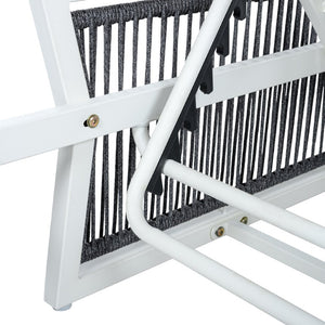 English Elm White Iron Patio Chaise Lounge with Woven Rope Armrests and Reclining Slatted Frame White Frame, No Cushion N770P452938W