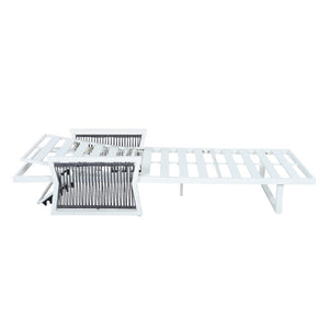 English Elm White Iron Patio Chaise Lounge with Woven Rope Armrests and Reclining Slatted Frame White Frame, Dark Grey Cushion N770P452938W_N770P285267G