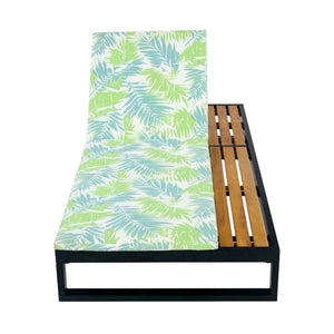 English Elm Black Iron and Acacia Wood Outdoor Chaise Lounge with Five Position Backrest Storage Leaf Coconut N770P453069B_N770P253018L