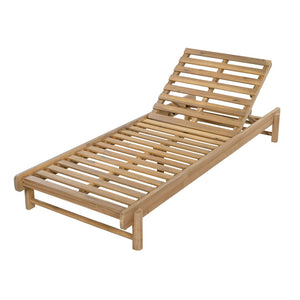 English Elm Light Teak Acacia Wood Outdoor Chaise Lounge with 3-Position Backrest Patio Recliner N770P455482L