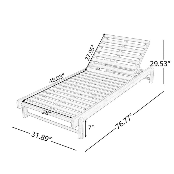 English Elm Light Teak Acacia Wood Outdoor Chaise Lounge with 3-Position Backrest Patio Recliner N770P455482L