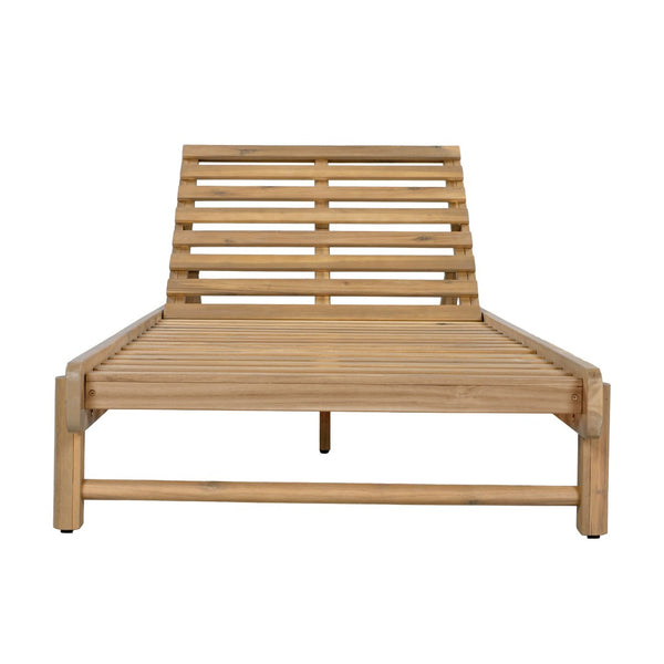 English Elm Light Teak Acacia Wood Outdoor Chaise Lounge with 3-Position Backrest Patio Recliner N770P455482L
