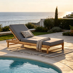 English Elm Light Teak Acacia Wood Outdoor Chaise Lounge with Thick Foam Cushion for Patio N770P455482L_65429.00CUSHDGRY