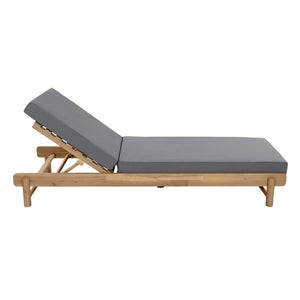 English Elm Light Teak Acacia Wood Outdoor Chaise Lounge with Thick Foam Cushion for Patio N770P455482L_65429.00CUSHDGRY