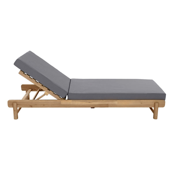 English Elm Light Teak Acacia Wood Outdoor Chaise Lounge with Thick Foam Cushion for Patio N770P455482L_65429.00CUSHDGRY