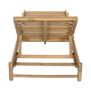 English Elm Light Teak Acacia Wood Outdoor Chaise Lounge with 3-Position Backrest Patio Recliner N770P455482L
