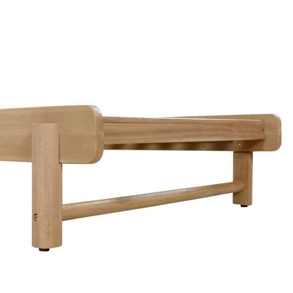 English Elm Light Teak Acacia Wood Outdoor Chaise Lounge with 3-Position Backrest Patio Recliner N770P455482L