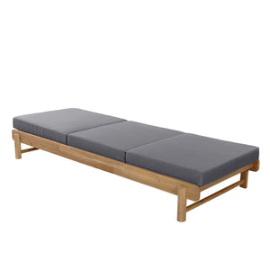 English Elm Light Teak Acacia Wood Outdoor Chaise Lounge with Cushion Patio Poolside Lounger Dark Grey N770P455482L_N770P208326G