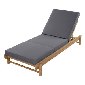 English Elm Light Teak Acacia Wood Outdoor Chaise Lounge with Cushion Patio Poolside Lounger Dark Grey N770P455482L_N770P208326G