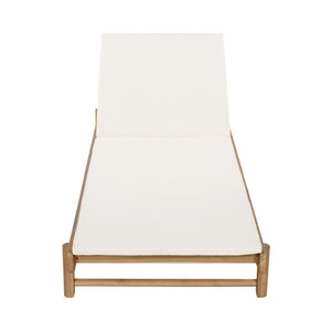 English Elm Light Teak Acacia Wood Outdoor Chaise Lounge with Adjustable Backrest Poolside Cream N770P455482L_N770P253018C