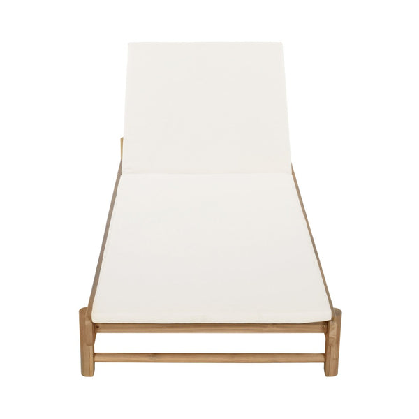 English Elm Light Teak Acacia Wood Outdoor Chaise Lounge with Adjustable Backrest Poolside Cream N770P455482L_N770P253018C