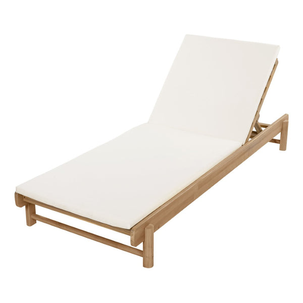 English Elm Light Teak Acacia Wood Outdoor Chaise Lounge with Adjustable Backrest Poolside Cream N770P455482L_N770P253018C