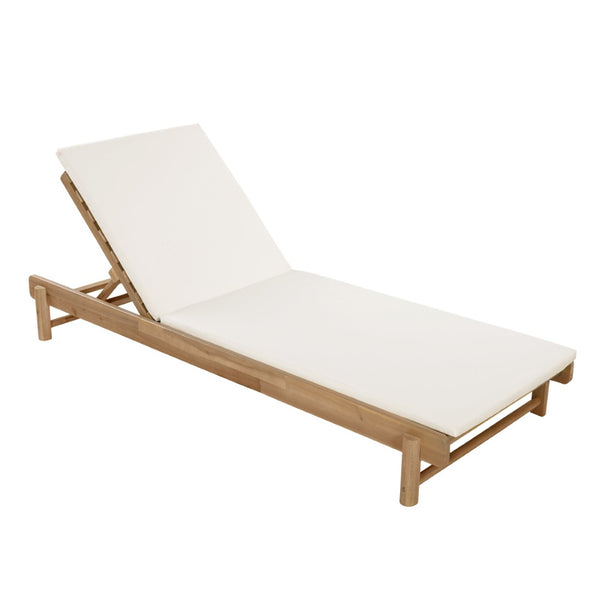 English Elm Light Teak Acacia Wood Outdoor Chaise Lounge with Adjustable Backrest Poolside Cream N770P455482L_N770P253018C
