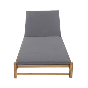 English Elm Light Teak Acacia Wood Outdoor Chaise Lounge with Adjustable Backrest Poolside Dark Grey N770P455482L_N770P253018G