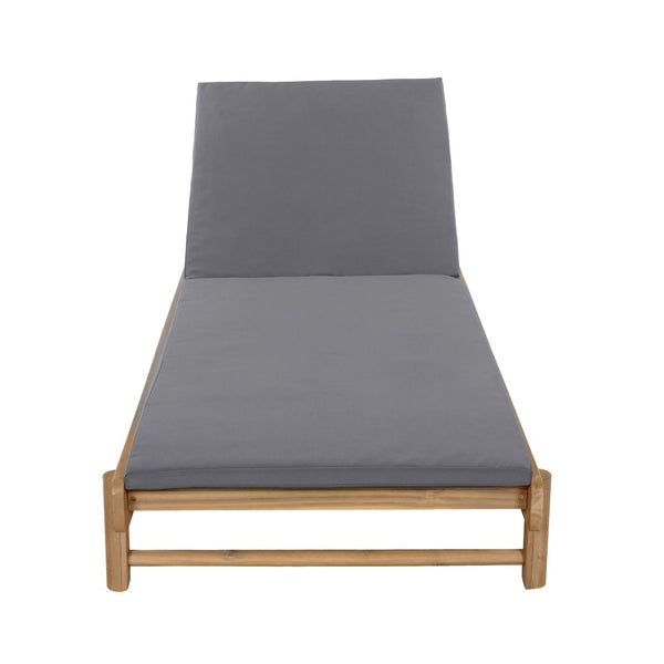 English Elm Light Teak Acacia Wood Outdoor Chaise Lounge with Adjustable Backrest Poolside Dark Grey N770P455482L_N770P253018G