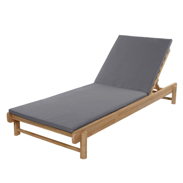 English Elm Light Teak Acacia Wood Outdoor Chaise Lounge with Adjustable Backrest Poolside Dark Grey N770P455482L_N770P253018G