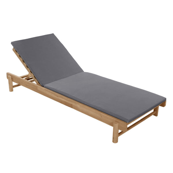 English Elm Light Teak Acacia Wood Outdoor Chaise Lounge with Adjustable Backrest Poolside Dark Grey N770P455482L_N770P253018G