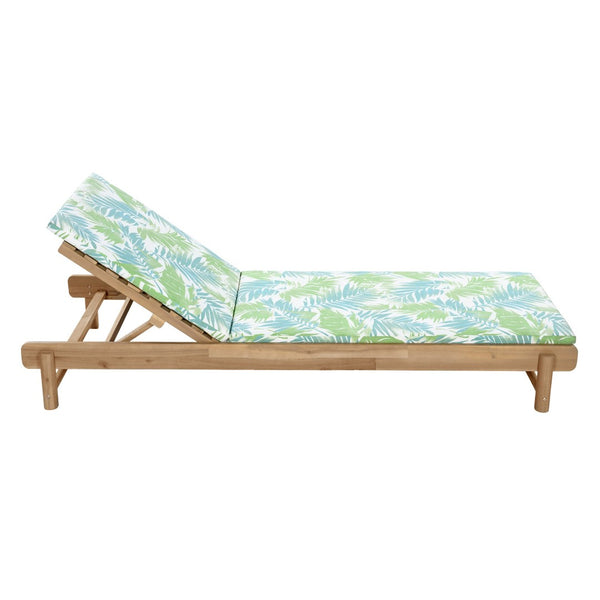 English Elm Light Teak Acacia Wood Outdoor Chaise Lounge with Adjustable Backrest Poolside Leaf Coconut N770P455482L_N770P253018L