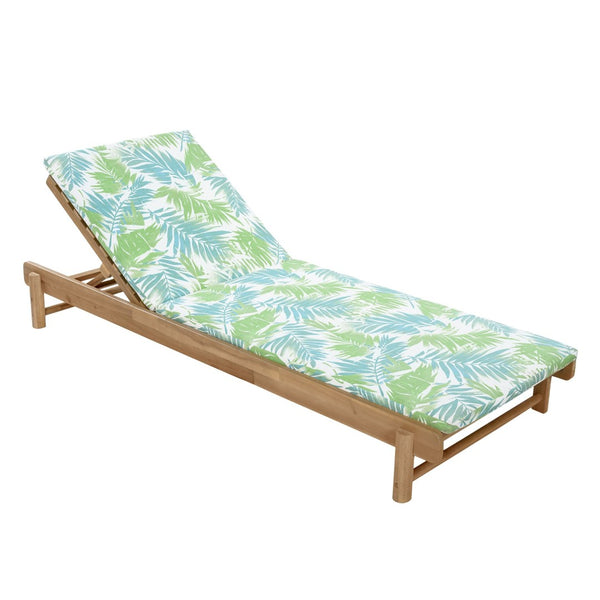 English Elm Light Teak Acacia Wood Outdoor Chaise Lounge with Adjustable Backrest Poolside Leaf Coconut N770P455482L_N770P253018L