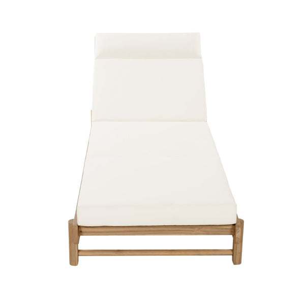 English Elm Light Teak Acacia Wood Outdoor Chaise Lounge with Adjustable Backrest and Headrest Beige N770P455482L_N770P285267B