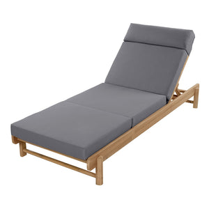 English Elm Light Teak Acacia Wood Outdoor Chaise Lounge with Adjustable Backrest and Headrest Dark Grey N770P455482L_N770P285267G