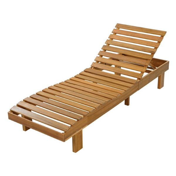 English Elm Black Iron Teak Patio Chaise Lounge with Adjustable Backrest and Thick Cushion Included Beige / Teak 76.97 L x 25.98 W x 36.81 H N770P464192T