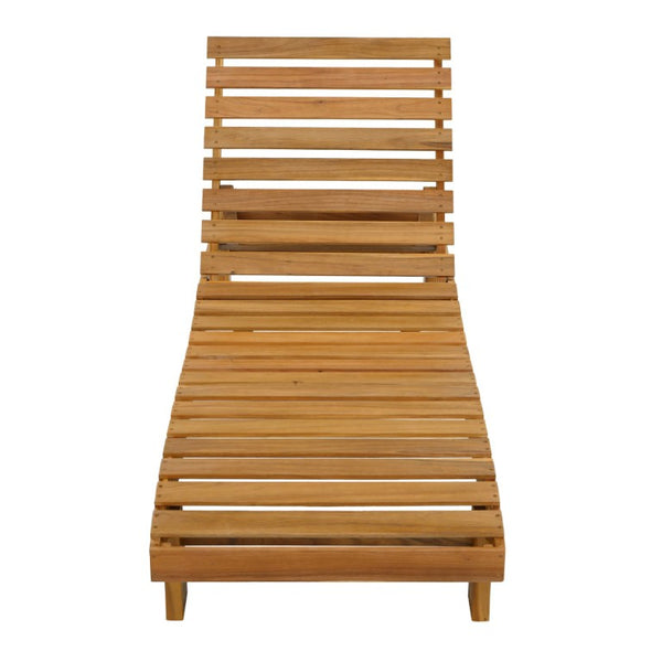 English Elm Black Iron Teak Patio Chaise Lounge with Adjustable Backrest and Thick Cushion Included Beige / Teak 76.97 L x 25.98 W x 36.81 H N770P464192T
