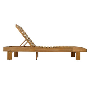 English Elm Black Iron Teak Patio Chaise Lounge with Adjustable Backrest and Thick Cushion Included Beige / Teak 76.97 L x 25.98 W x 36.81 H N770P464192T