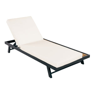 English Elm Black Iron Acacia Wood Outdoor Chaise Lounge with Cushion Adjustable Backrest Patio N770P469100B_65429.00CUSH