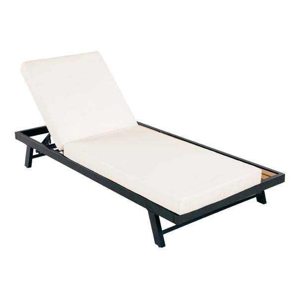 English Elm Black Iron Acacia Wood Outdoor Chaise Lounge with Cushion Adjustable Backrest Patio N770P469100B_65429.00CUSH
