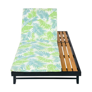 English Elm Black Iron Teak Acacia Outdoor Chaise Lounge with Adjustable Backrest for Poolside Patios Leaf Coconut Cushion N770P469100B_N770P253018L