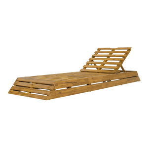 English Elm Teak Finish Solid Acacia Outdoor Chaise Lounge with Adjustable Backrest for Patio N770P471208T