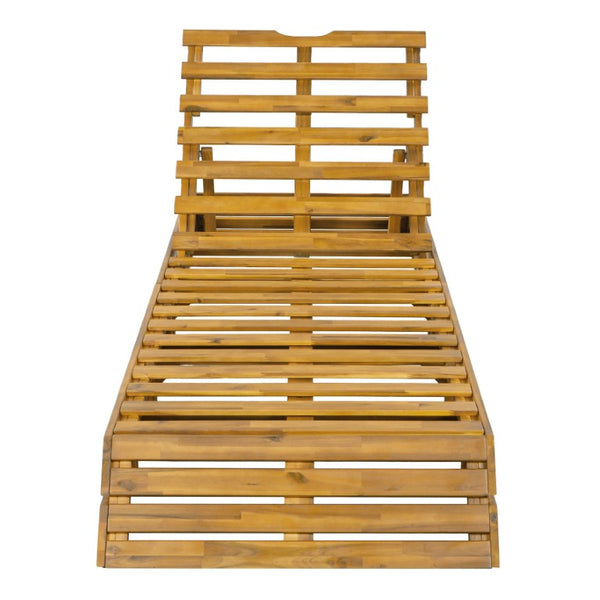 English Elm Teak Finish Solid Acacia Outdoor Chaise Lounge with Adjustable Backrest for Patio N770P471208T
