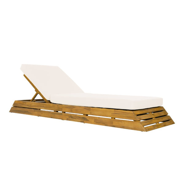 English Elm 1 Acacia Wood Outdoor Chaise Lounge with Teak Finish Slatted Frame and Cushion N770P471208T_65429.00CUSH