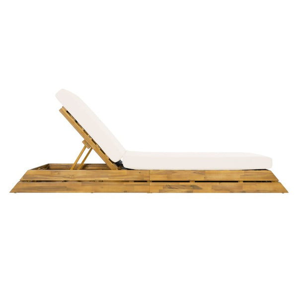 English Elm 1 Acacia Wood Outdoor Chaise Lounge with Teak Finish Slatted Frame and Cushion N770P471208T_65429.00CUSH