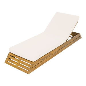 English Elm 1 Acacia Wood Outdoor Chaise Lounge with Teak Finish Slatted Frame and Cushion N770P471208T_65429.00CUSH