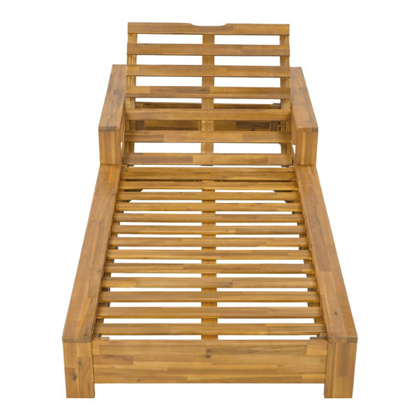 English Elm Teak Finish Solid Acacia Outdoor Chaise Lounge with Slatted Reclinable Frame for Patio N770P471228T