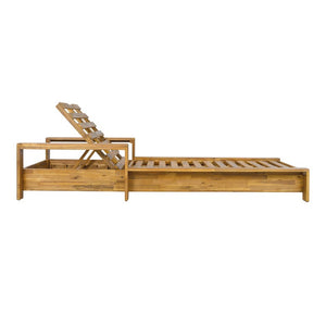 English Elm Teak Finish Solid Acacia Outdoor Chaise Lounge with Slatted Reclinable Frame for Patio N770P471228T